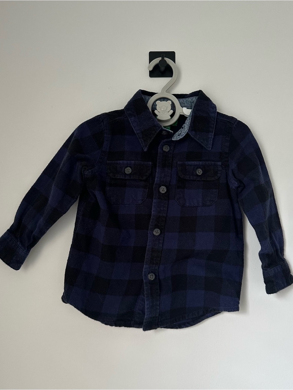 Kids Navy Plaid Button-Up Shirt